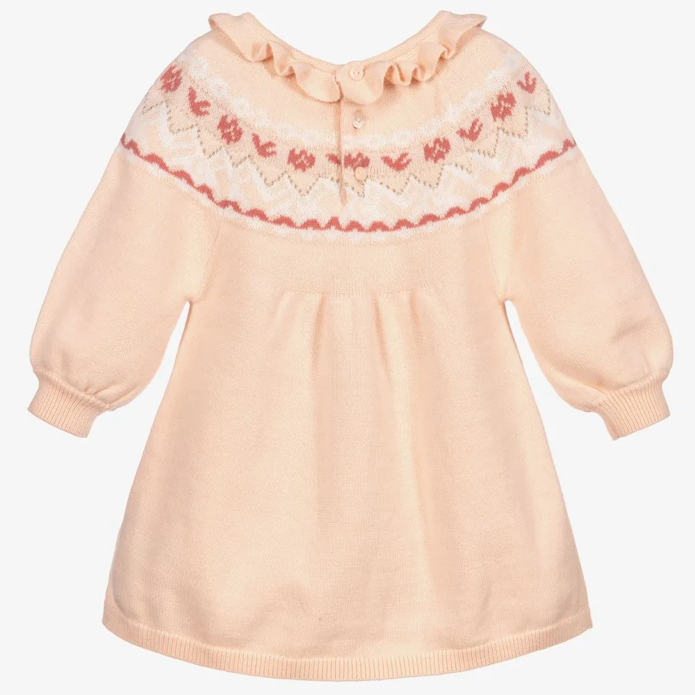 Pink Jacquard Knit Baby Dress