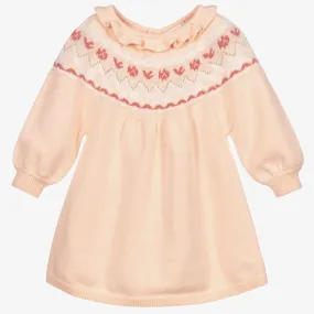 Pink Jacquard Knit Baby Dress