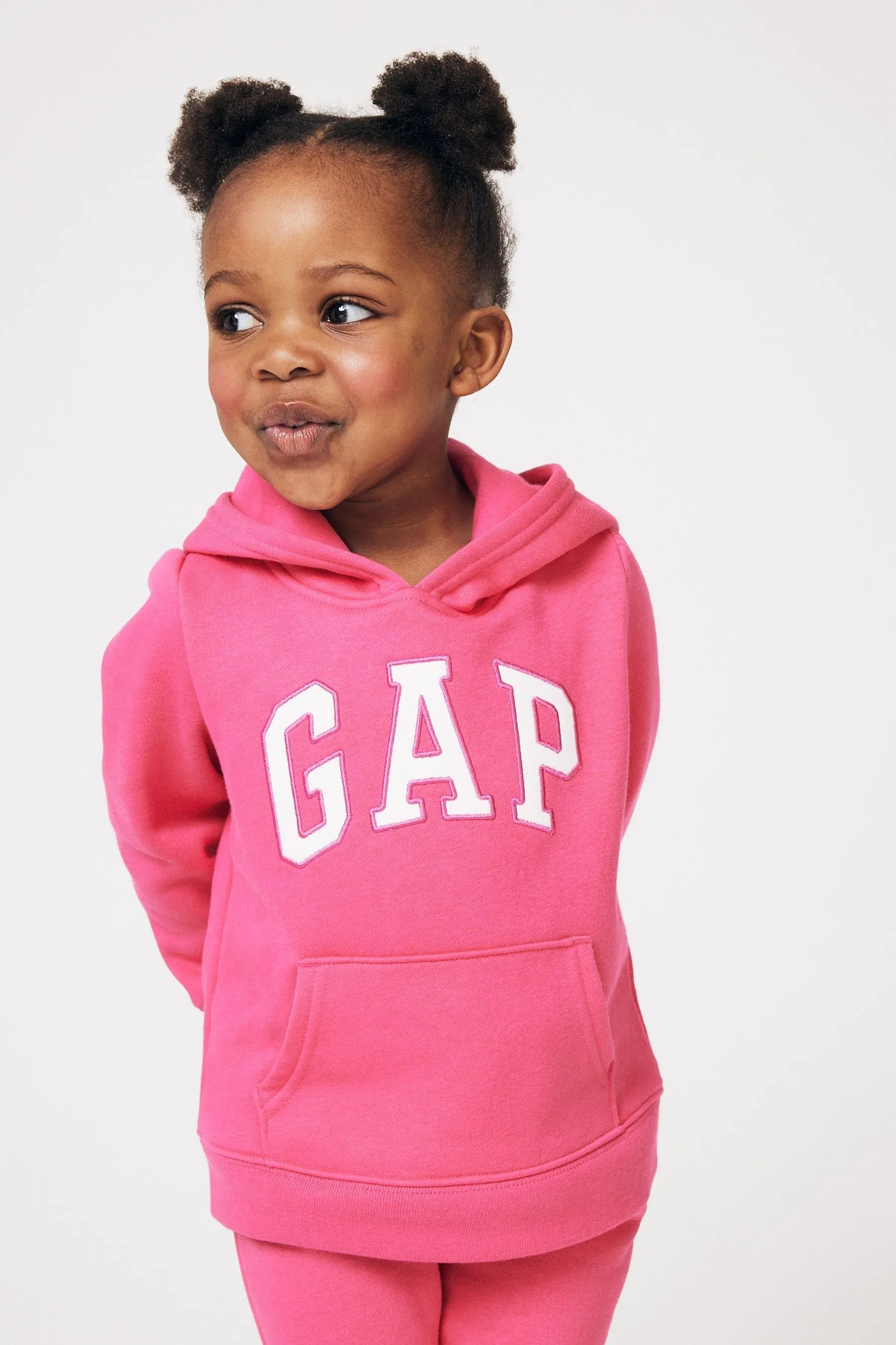 Pink Logo Puff Sleeve Overhead Hoodie (Newborn-5yrs)