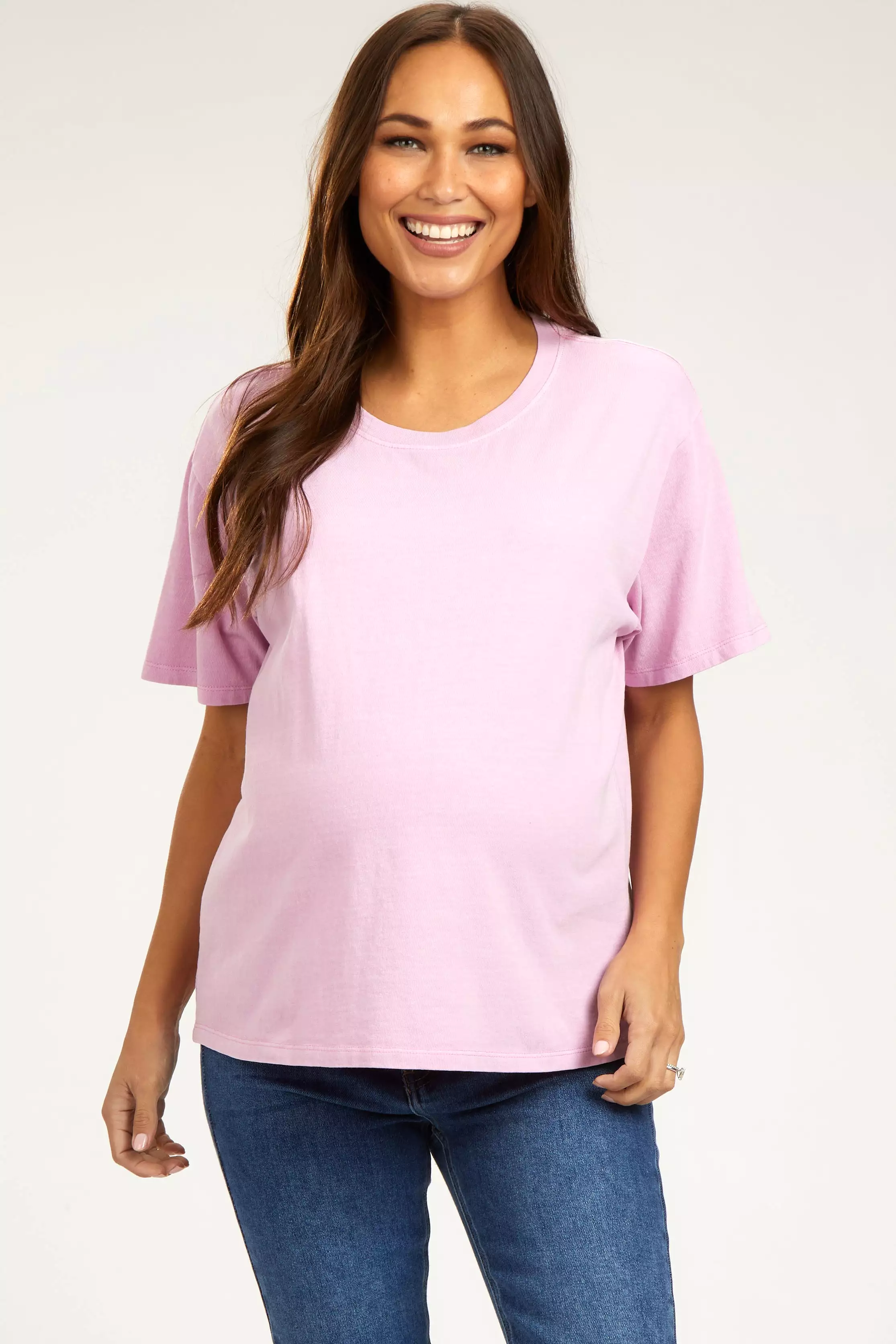 Pink Short Sleeve Maternity Top