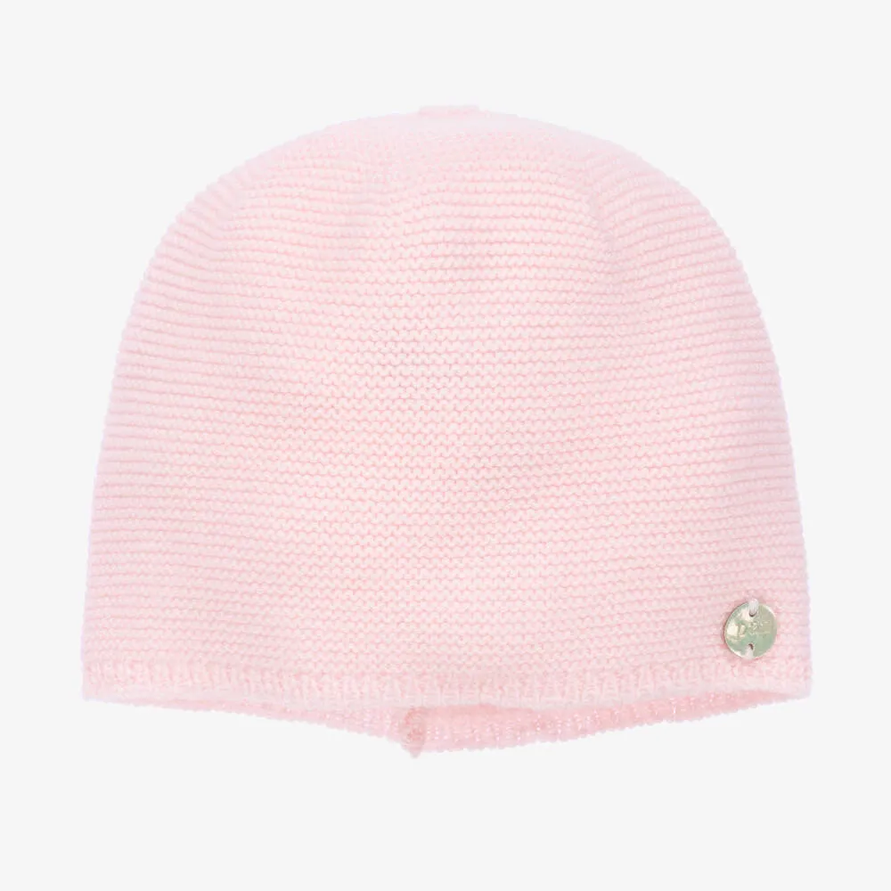 Pink Wool Knit Baby Girls Hat