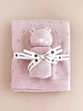 Pique Blanket & Bear Lovey, Blush | Organic Cotton Baby Gift