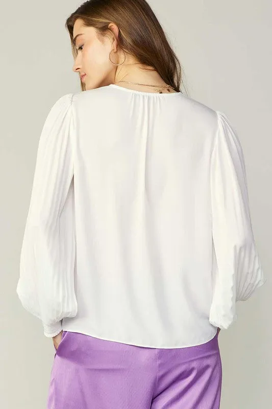 Pleated Sleeve Blouse