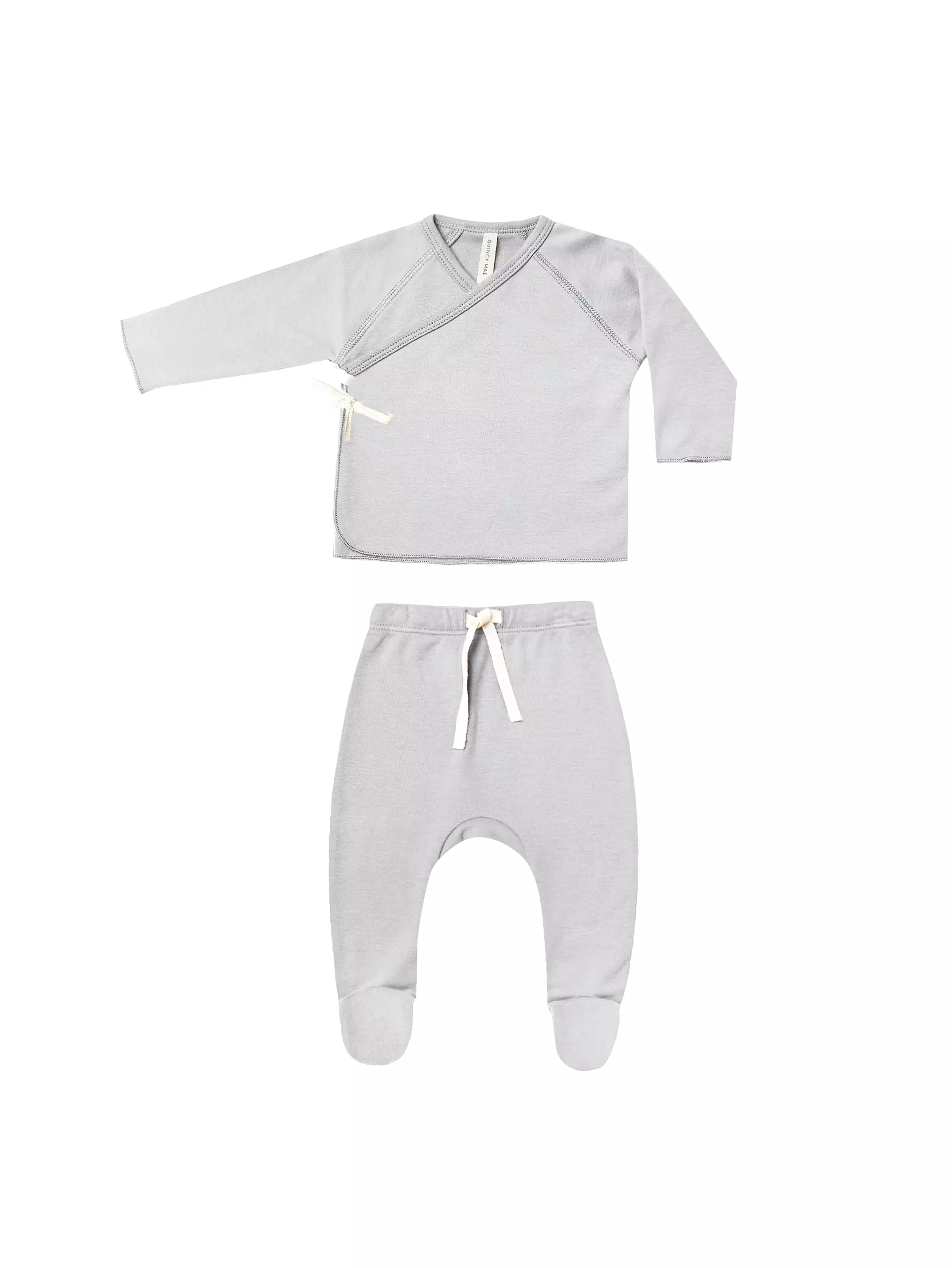 Quincy Mae - Cloud Wrap Top + Footed Pant Set