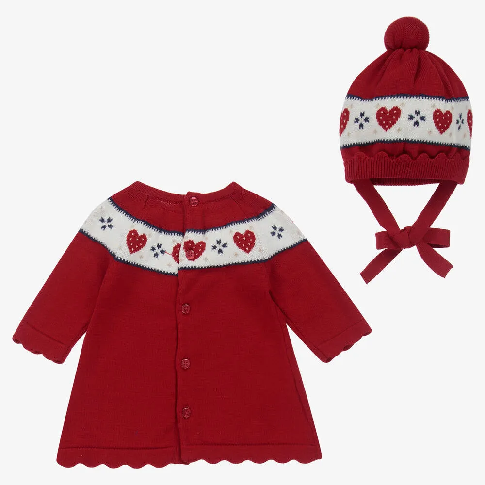 Red Cotton Knit Baby Dress Set