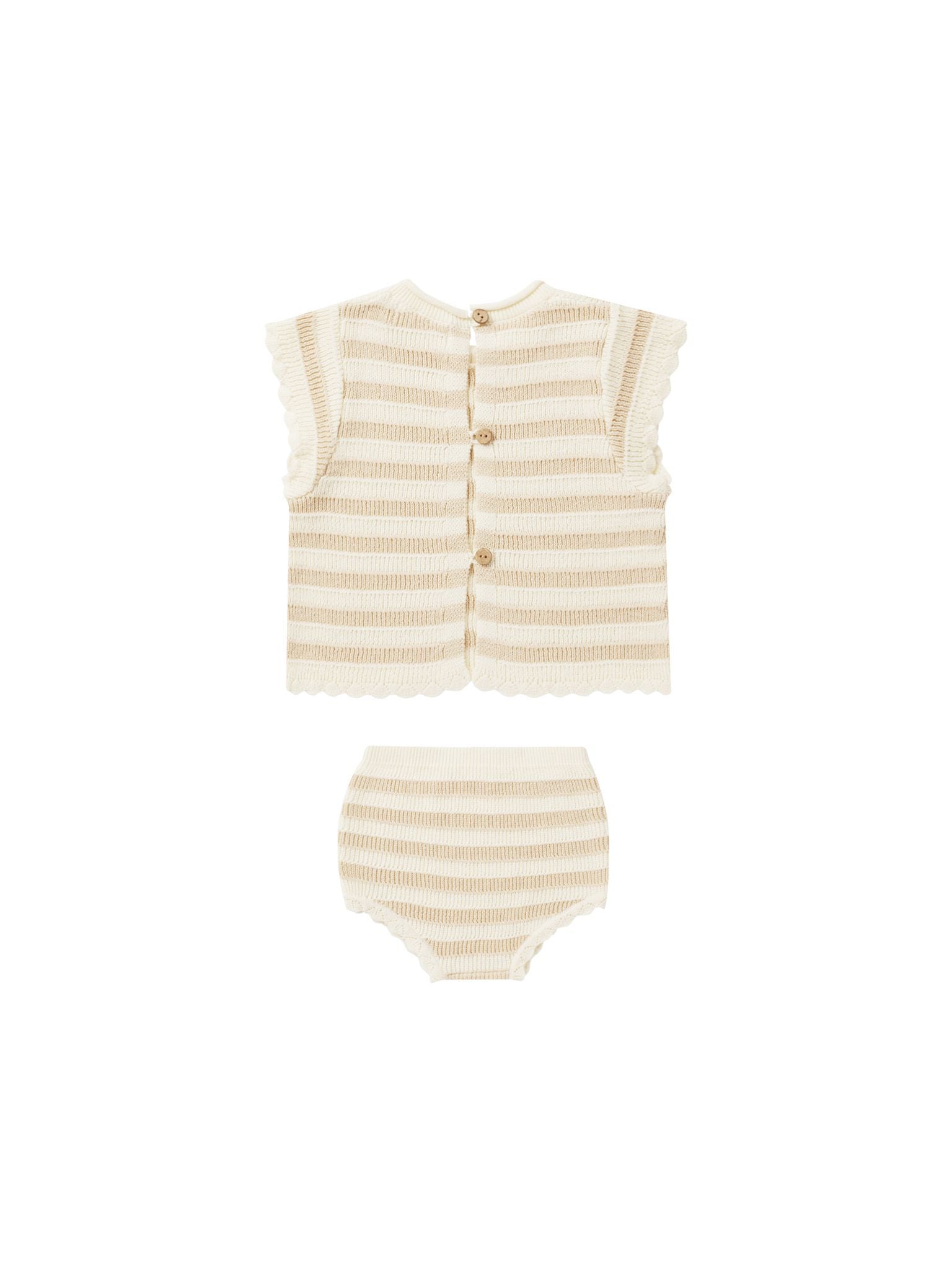 Rylee & Cru - Sand Stripe Scallop Knit Baby Set