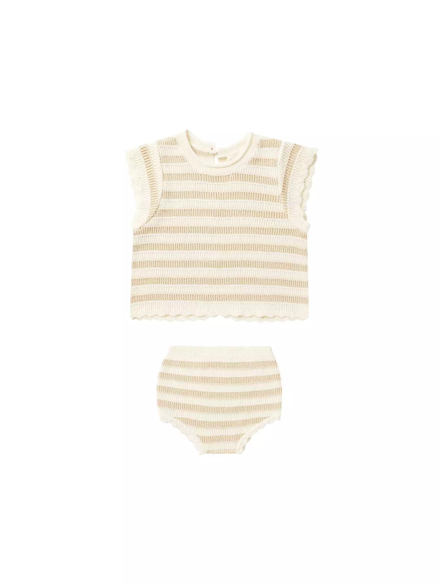 Rylee & Cru - Sand Stripe Scallop Knit Baby Set