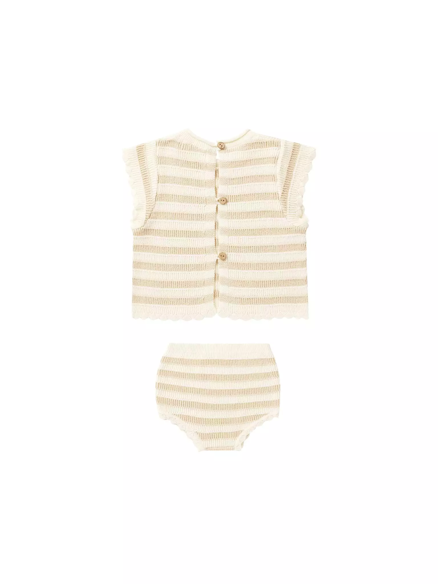 Rylee & Cru - Sand Stripe Scallop Knit Baby Set