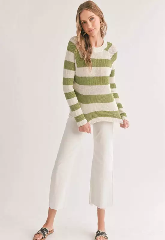 Sadie & Sage - Clem Striped Sweater Ivory Green