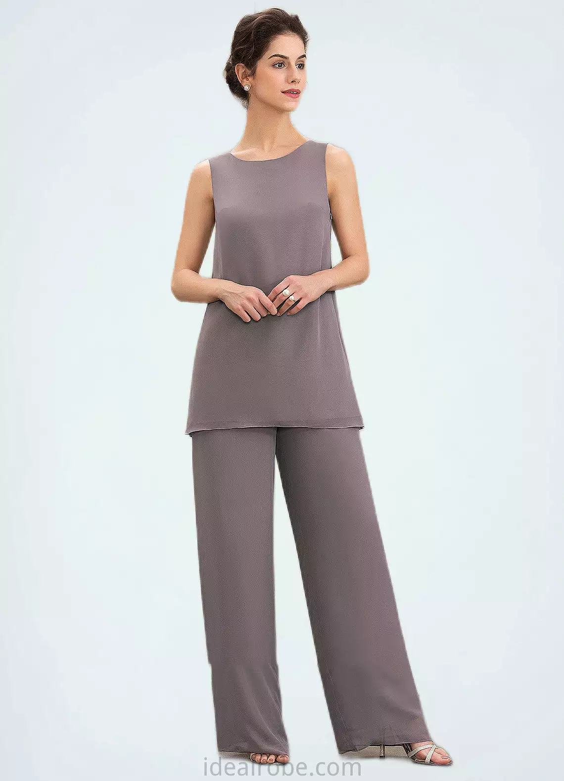 Sibyl Jumpsuit/Pantsuit Scoop Neck Floor-Length Chiffon Mother of the Bride Dress STK126P0014629