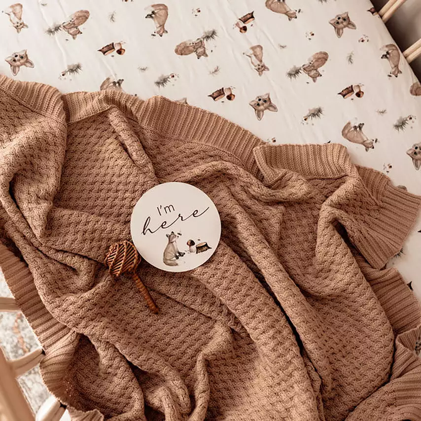 Snuggle Hunny Diamond Knit Baby Blanket - Hazelnut