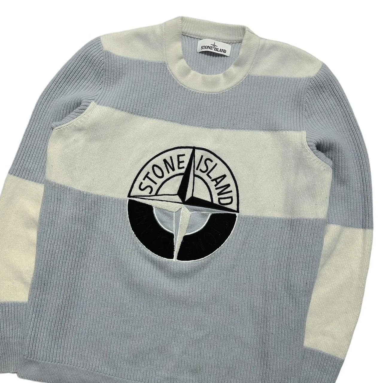 Stone Island Baby Blue Knit Compass Crewneck