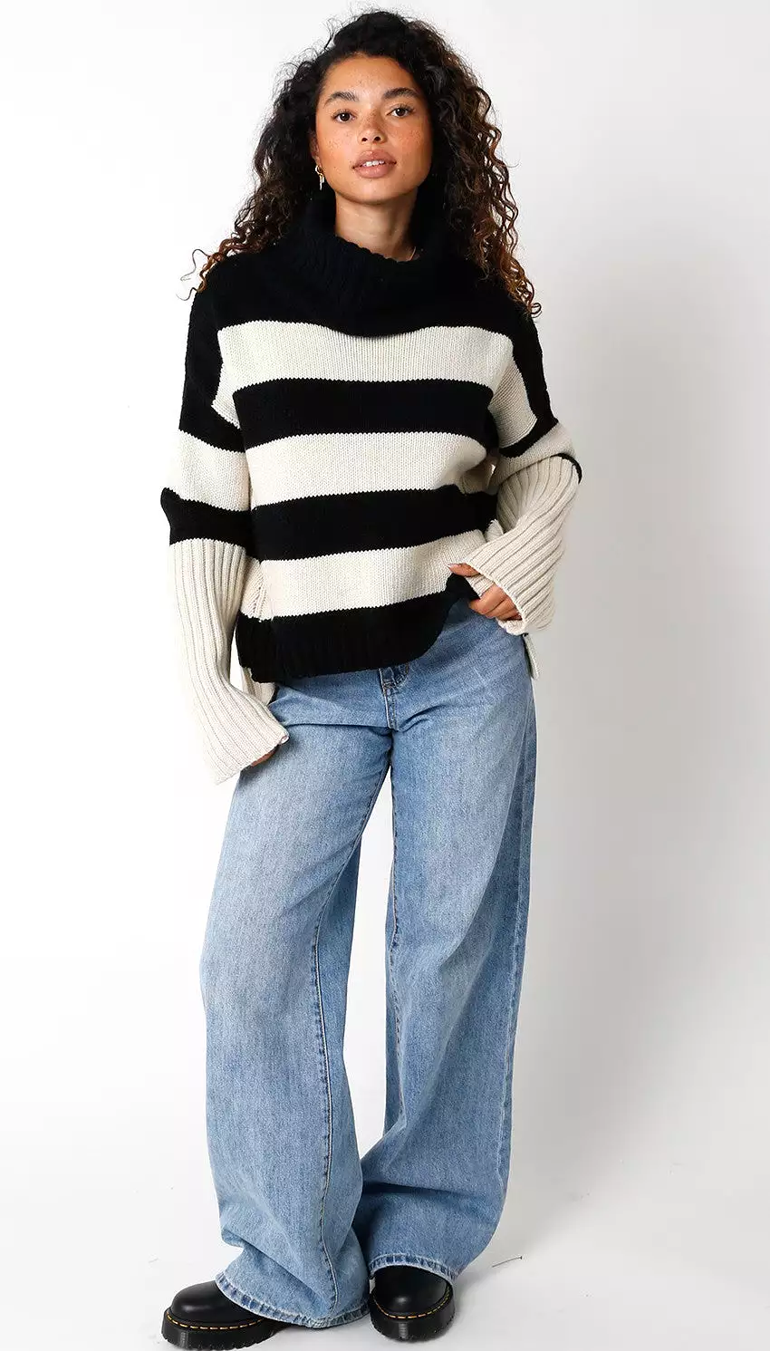 Stripe Turtleneck Sweater