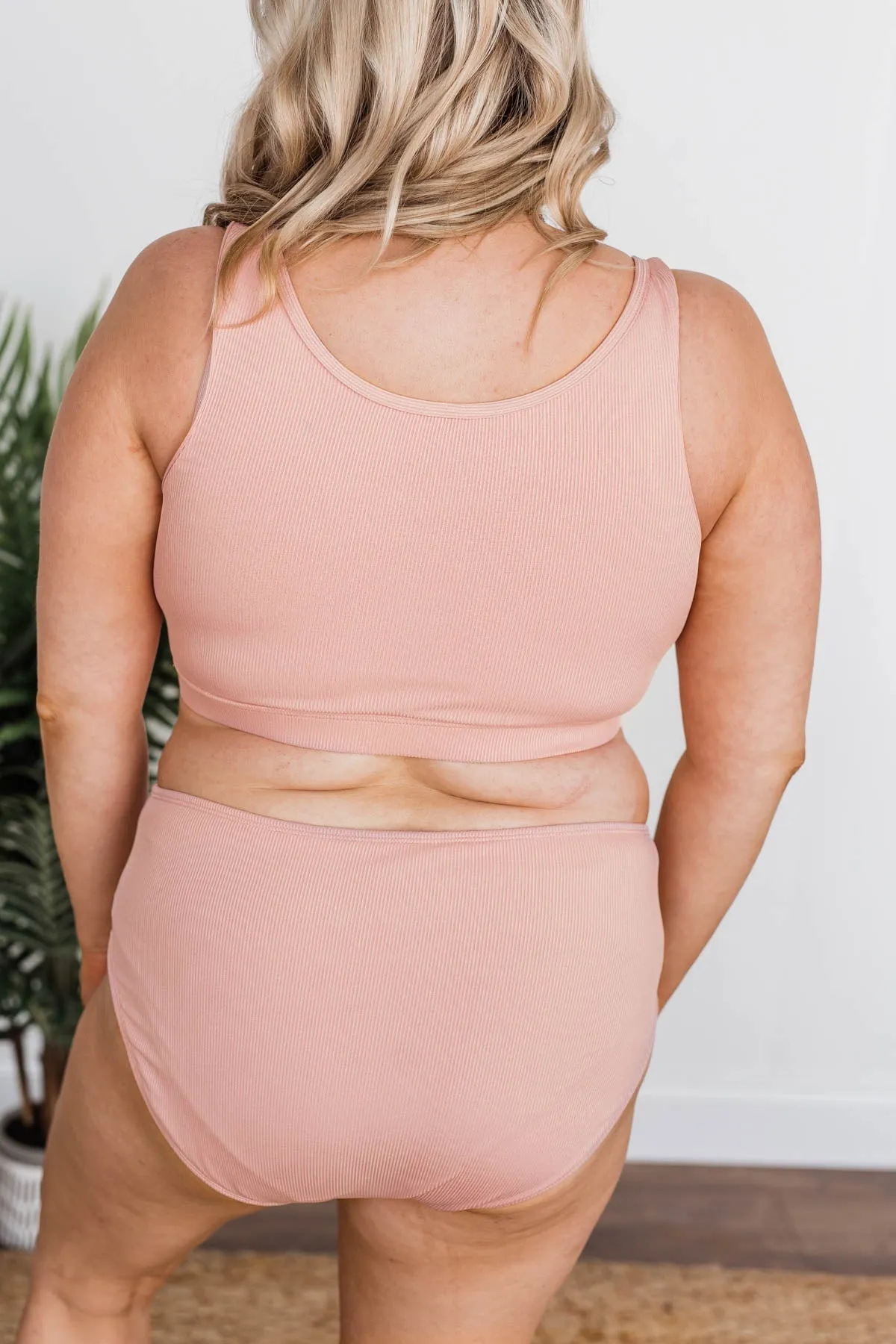 Summertime Shine Ribbed Knit Swim Top- Baby Pink