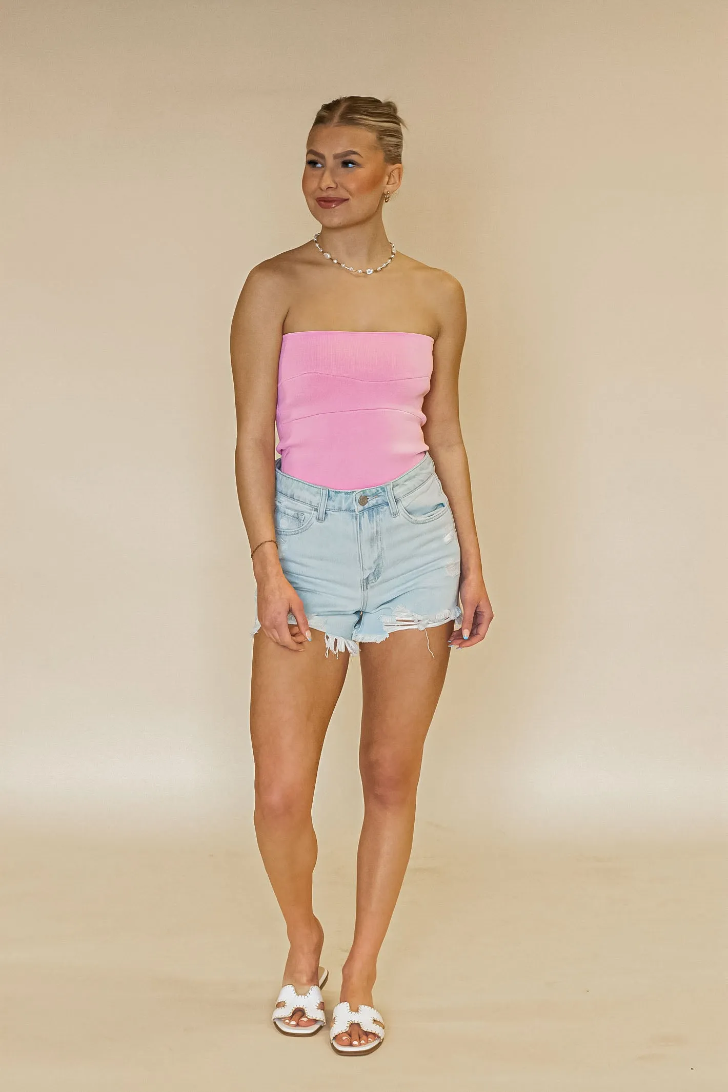 Sweet Flirt Baby Pink Knit Tube Top