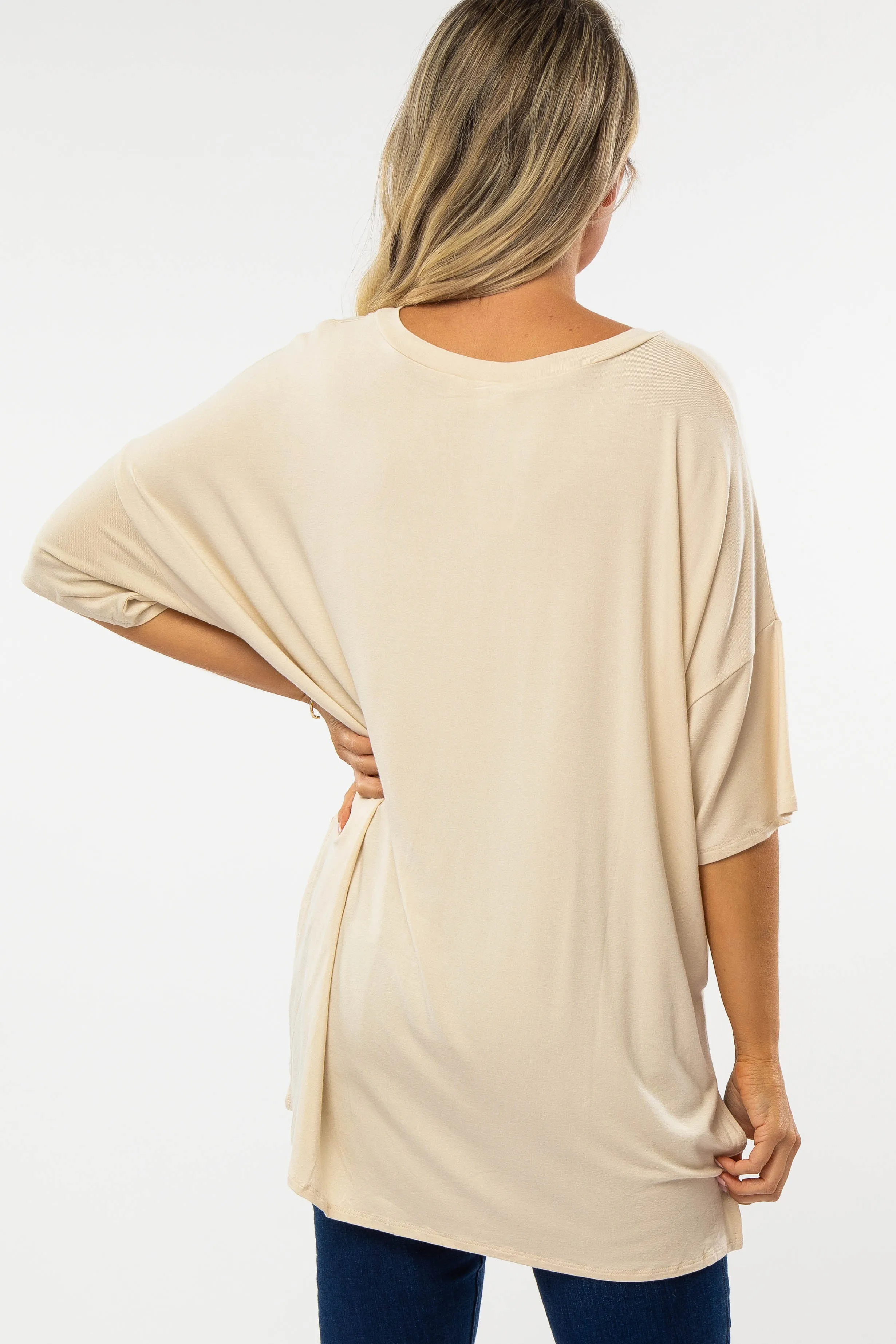 Taupe Hi-Low Dolman Sleeve Maternity Top