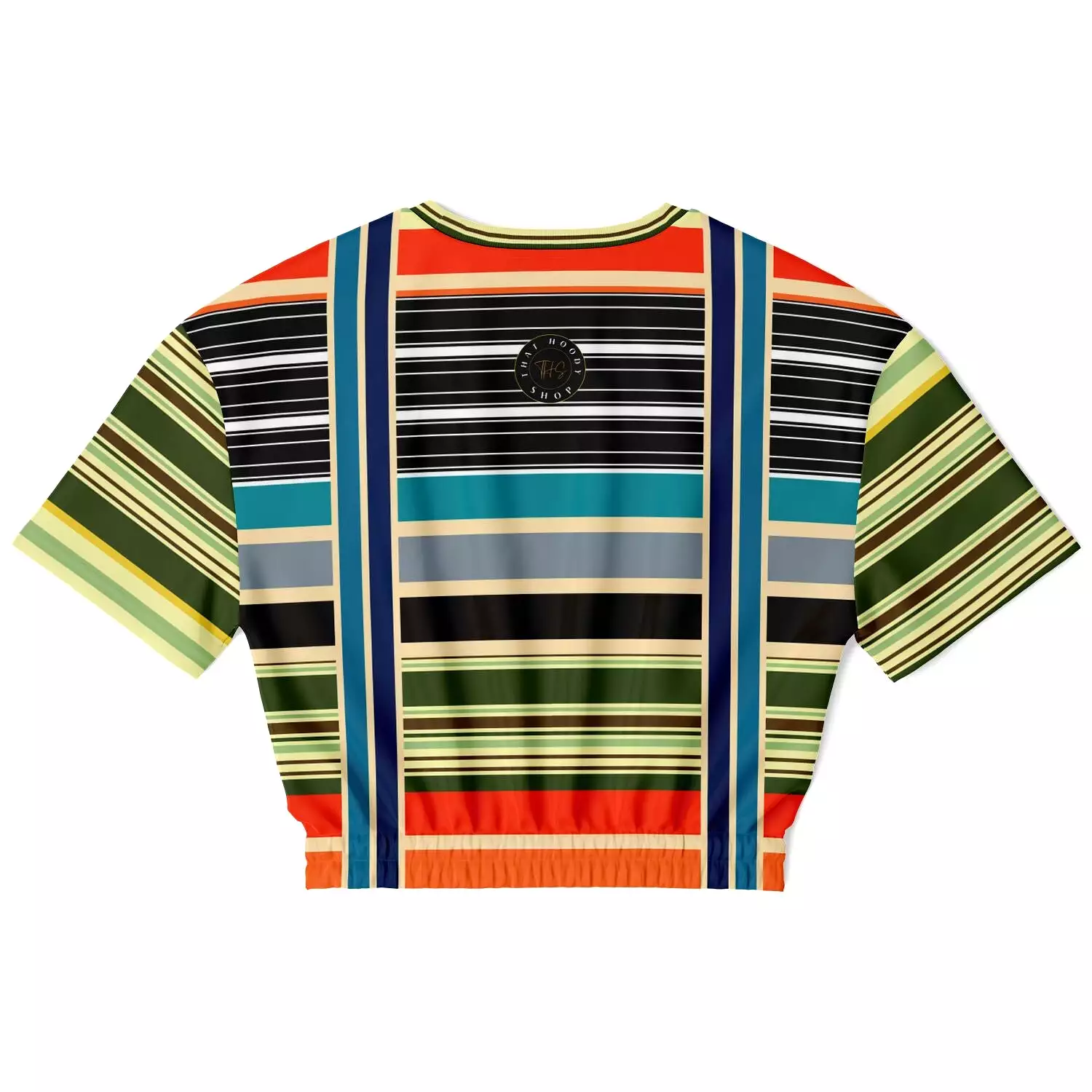 Tequila Sunrise Striped Short Sleeve Cropped Eco-Poly Sweater