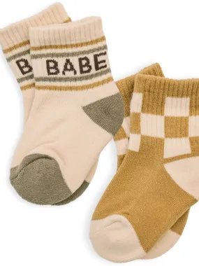 The Retro BABE + CHECKER Socks (Pack of 2) - BABY