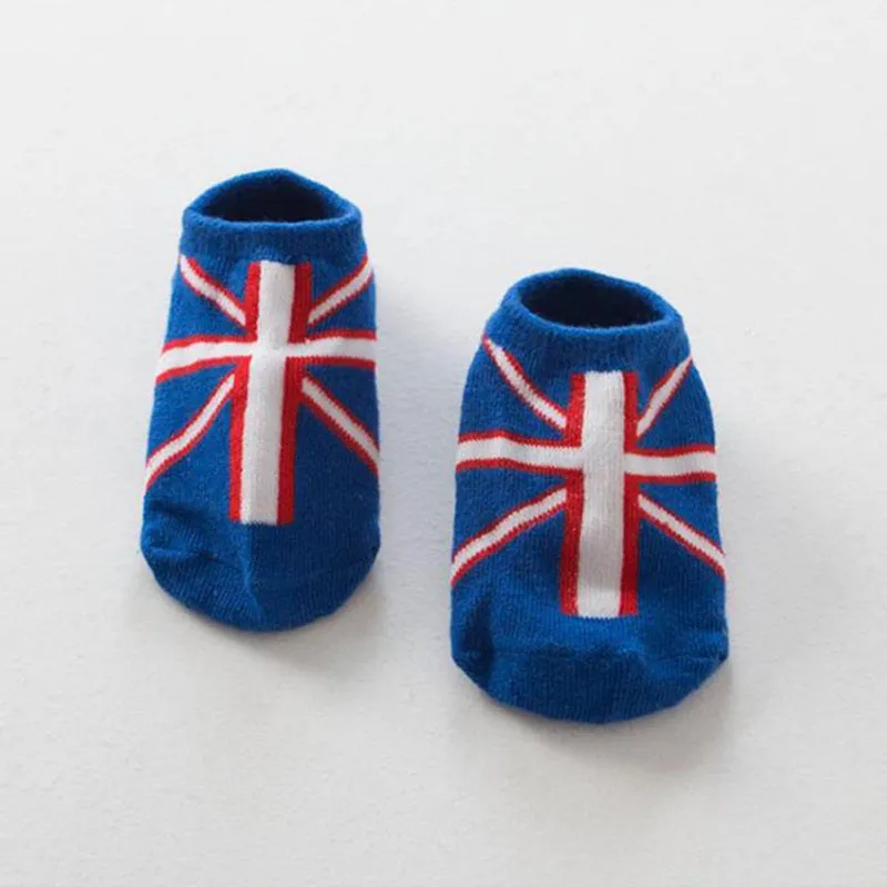 Toddlers Boy Baby Infant Girl Ankle Socks Flag Print Cotton Anti-slip Socks For 0-4 Y Y2 SM6