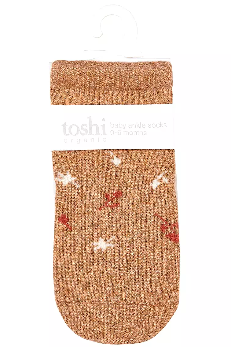 Toshi Organic Baby Socks Jacquard MAPLE LEAVES