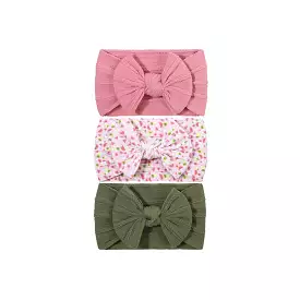 Trio of Single Bow Cable Knit Baby Headbands #10