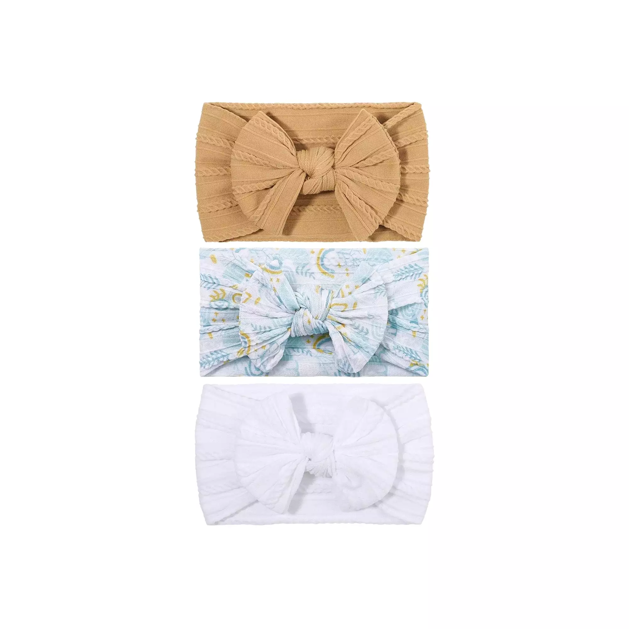 Trio of Single Bow Cable Knit Baby Headbands #14