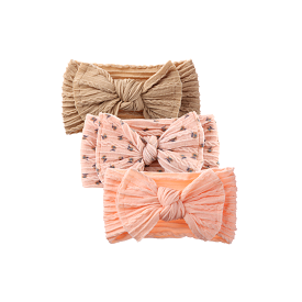 Trio of Single Bow Cable Knit Baby Headbands #2