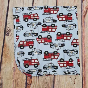 UP BABY LIGHT BLUE EMERGENCY VEHICLES BLANKET