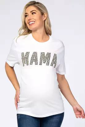 White Animal Print Mama Graphic Maternity Top