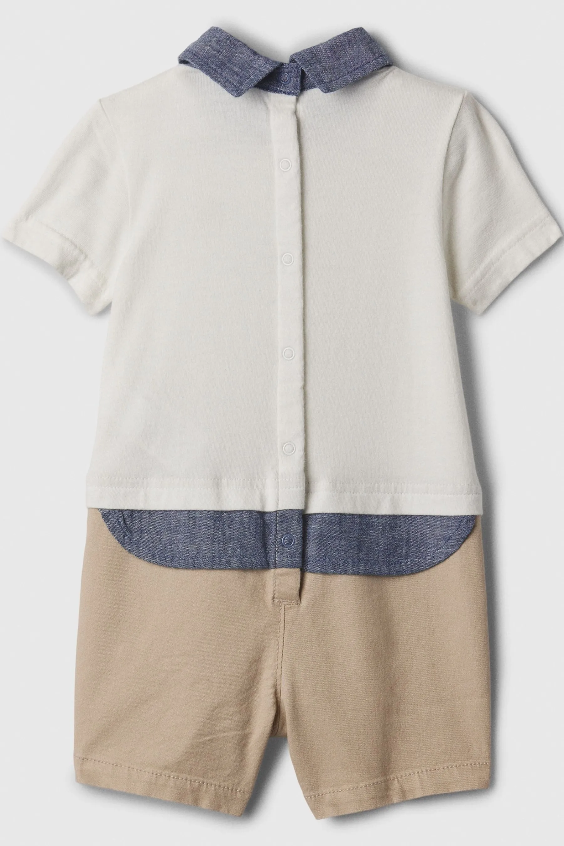 White Organic Cotton Brannan Bear Polo Baby Rompersuit (Newborn-24mths)