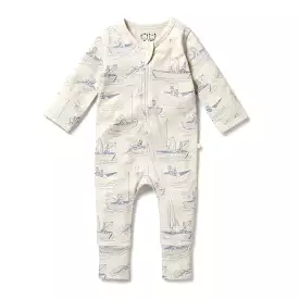 Wilson & Frenchy Organic Zipsuit with Feet - Sail Away