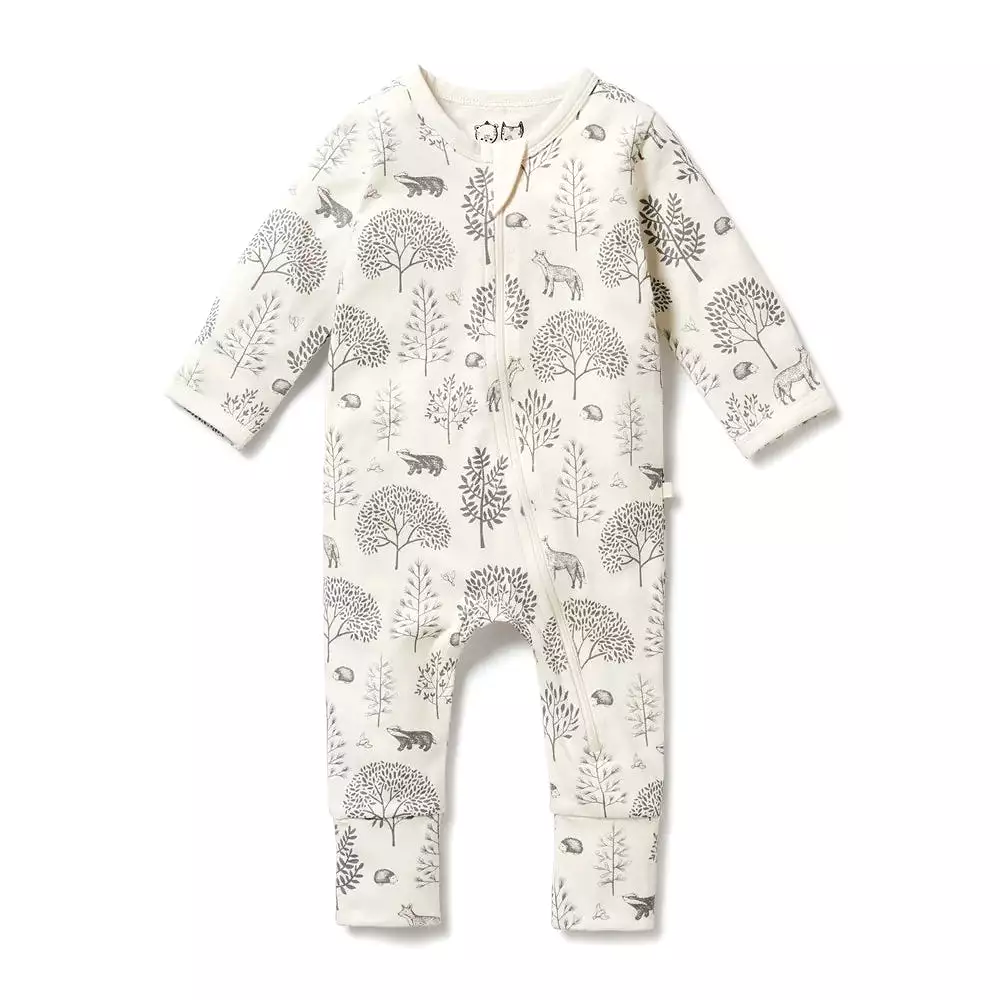 Wilson & Frenchy Organic Zipsuit with Feet - Woodland