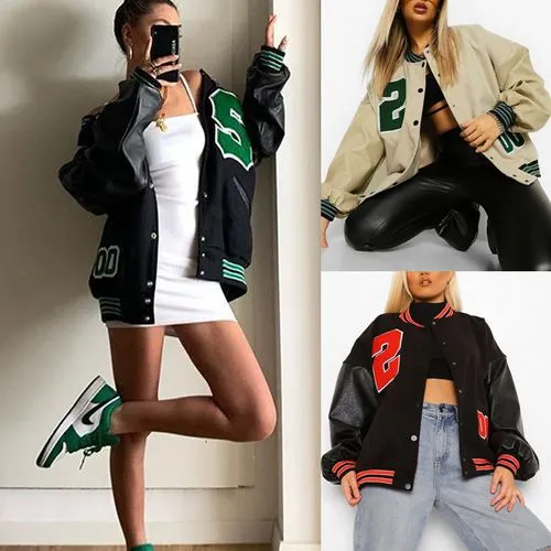 Women's Streetwear Letter Embroidery Zipper Coat Casual Jacket