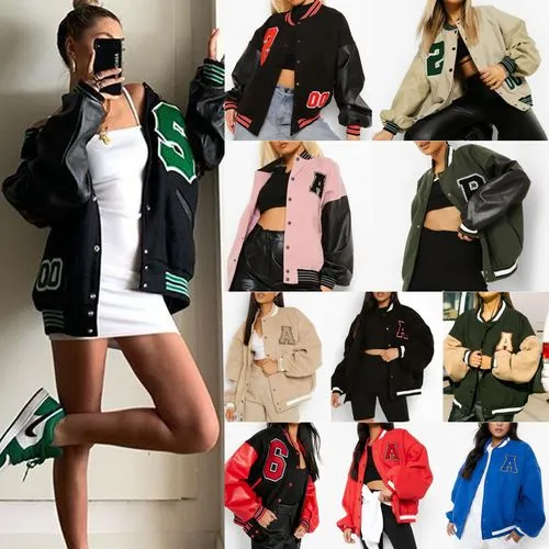 Women's Streetwear Letter Embroidery Zipper Coat Casual Jacket