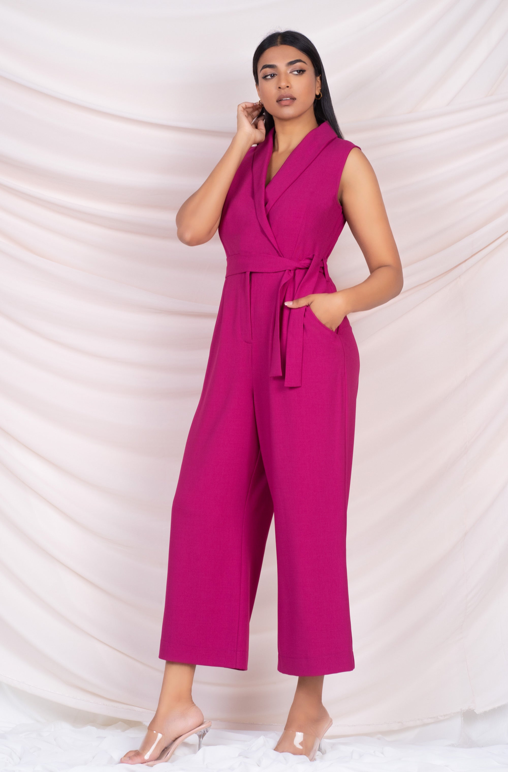 Wrap Style Cropped Jumpsuit