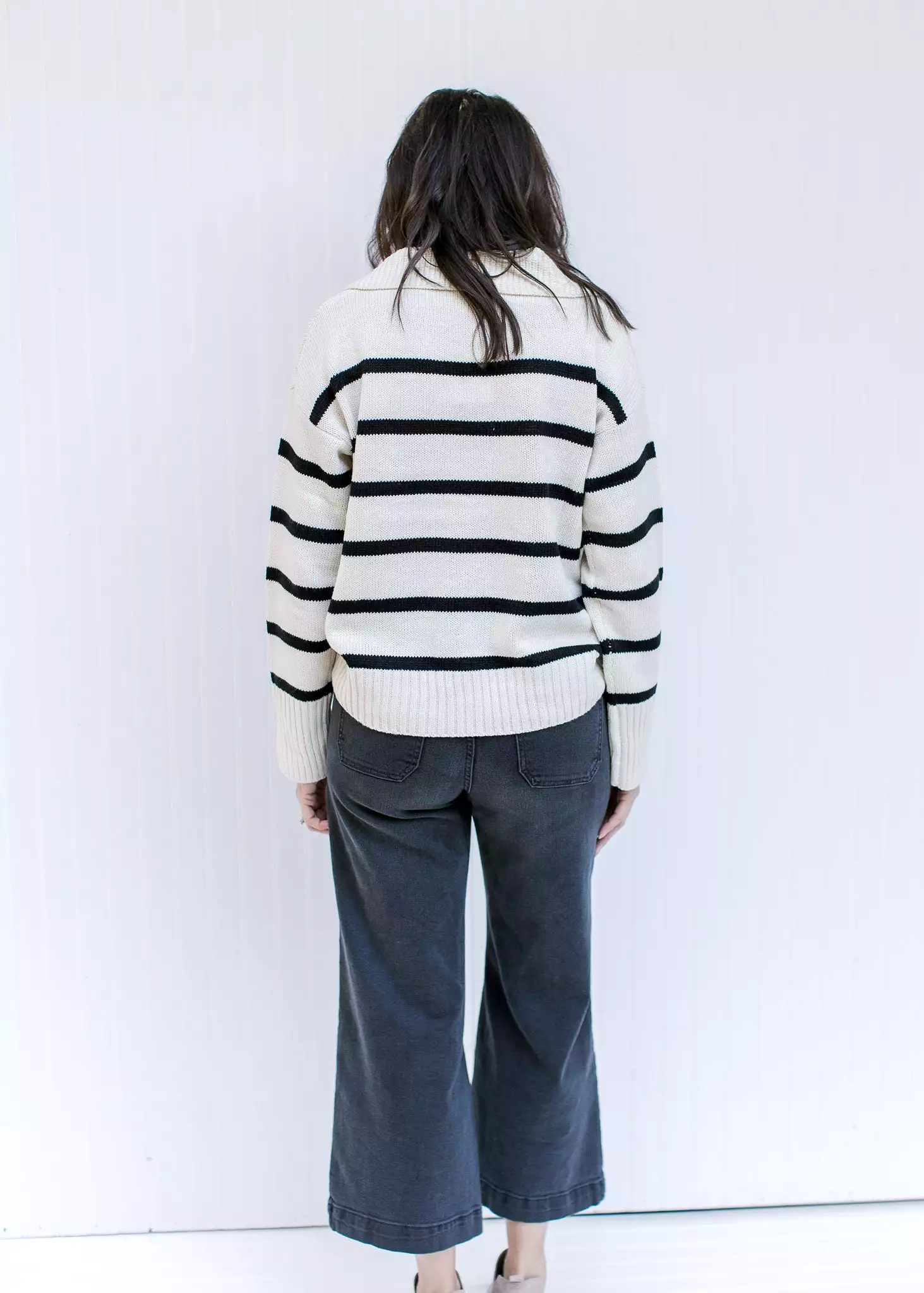 X Cozy Black and White Striped Sweater