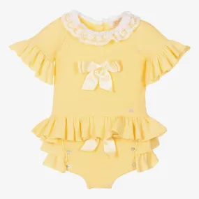 Yellow Knit Baby Shorts Set