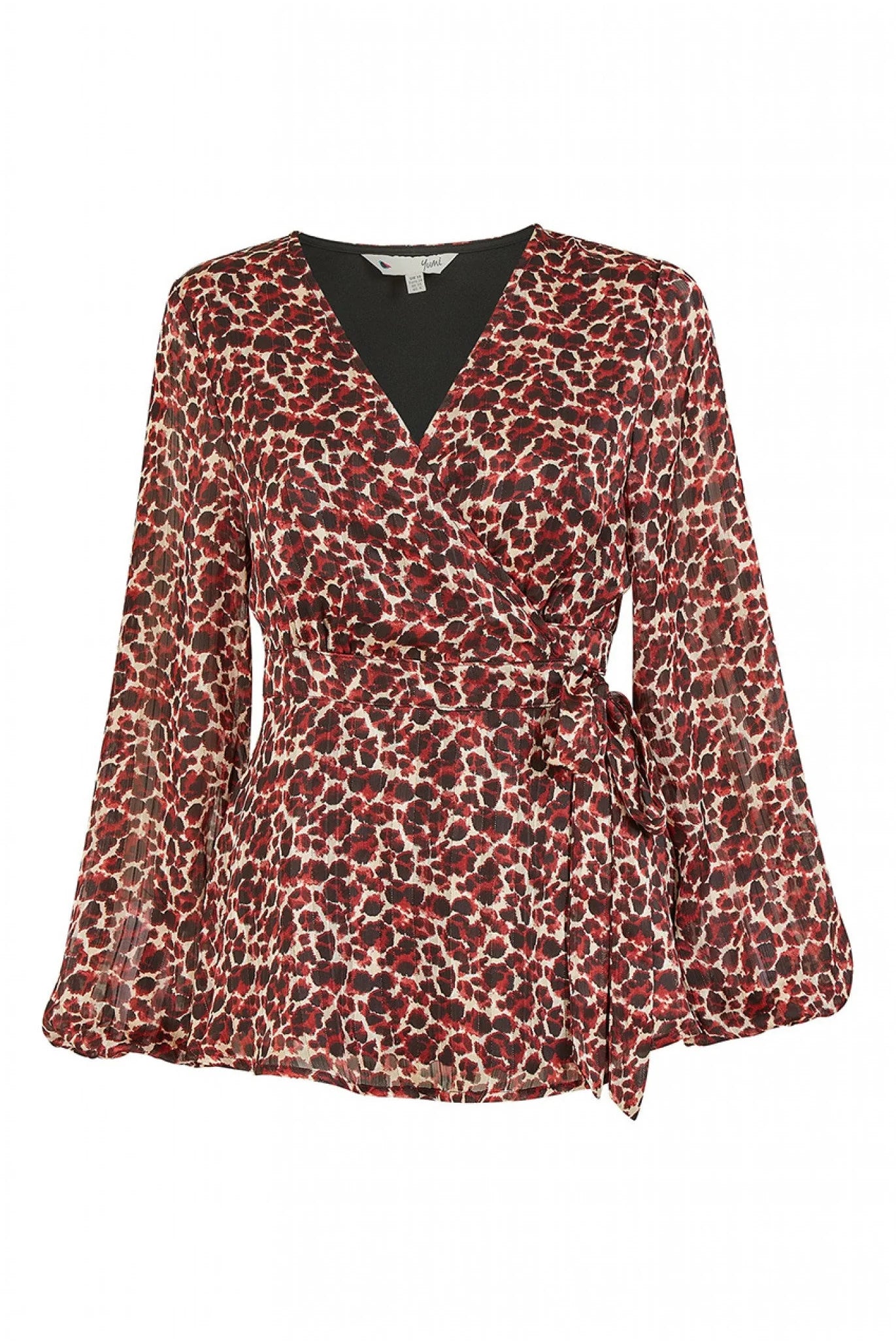 Yumi Lurex Leopard Print Wrap Top